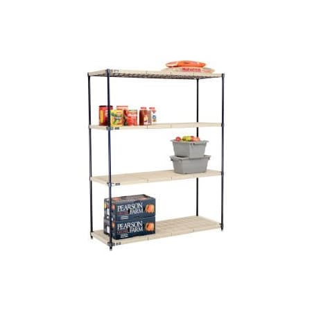 Global Equipment Nexel   , Nexelite reg  , 4 Tier, Vented Plastic Mat Shelving Unit, 60"W x 21"D x 74"H PM21607N